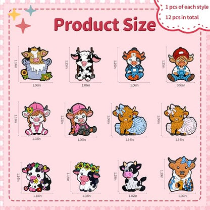 12pcs Cow Silicone Focal Beads for pens | Focal Beads for Keychain Making,Pens,Bracelet,Necklace Crafts,Bulk Silicone Beads for DIY（Cow） - color: Cow