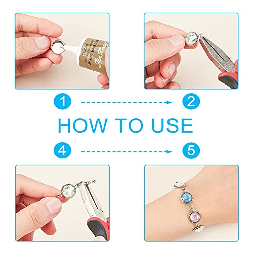 UNICRAFTALE Stainless Steel Round Cabochon Connector Pendants Black Blanks Bezel Pendant Trays with Glass Cabochon Bracelet Connector Charms for Jewelry Making