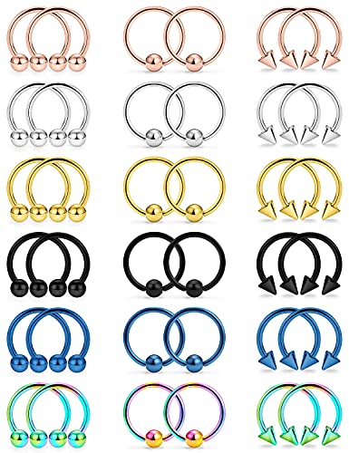 12G & 16G Septum Rings - Surgical Steel Septum Piercing Jewelry Horseshoe & Snake Bite Rings, Daith Rook Earrings for Women & Men - color: 14G 14MM
