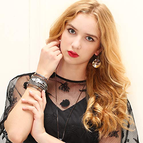 GelConnie Leather Wrap Bracelet Boho Cuff Bracelets Crystal Leather Bracelet Magnetic Multi Strand Bracelets Bohemian Bracelet Leather Wristbands Bangle Jewelry for Women Teen Wife Mother - color: leather bracelet