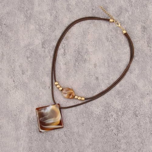 Bohemian Necklaces for Women Long Leather Necklace with Large Pendant Chunky Boho Hippie Jewelry Pendant Chocker Necklace - style: Bohemian Style Pendant Necklace