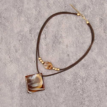 Bohemian Necklaces for Women Long Leather Necklace with Large Pendant Chunky Boho Hippie Jewelry Pendant Chocker Necklace - style: Bohemian Style Pendant Necklace