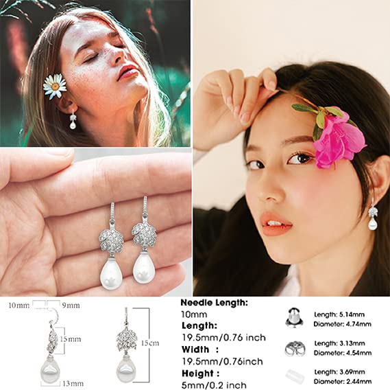 Earrings Holy Stud Earrings for Girls/Women, Sliver Gold Wedding Earrings for Bridesmaids - color: Pearl|Silver