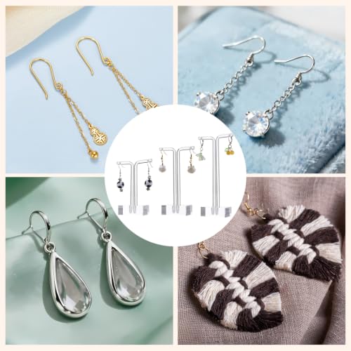 Acrylic T-Bar Earring Display Stand, 3 PCS Hanging Earring Holder Jewelry Holder for Earrings Necklaces & Bracelets, Clear Countertop Jewelry Organizer for Retail & Home, Photography Props