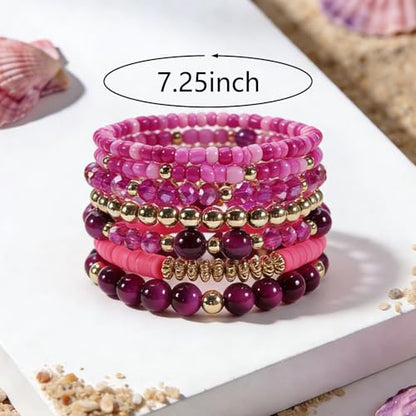 Boho Wooden Beads Bracelets Bohemian Bracelet Stack for Men Women Wood Beaded Bracelet Set - color: I