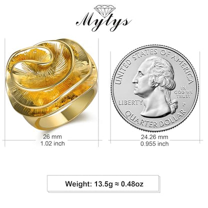 Mytys Cocktail Rings for Women Fashion 18K Gold Plated & Silver Flower Statement Ring Wedding Engagement Party Jewelry Gift - color: Gold