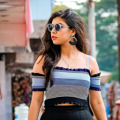 Raffia Hoop Earrings for Women Fun Boho Summer Beach Earrings Lightweight Handmade Straw Wicker Rattan Dangle Earrings Statement Geometric Round Drop Earrings - color: Black - Round
