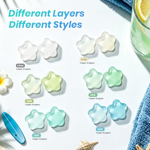 Beetles Jelly Gel Nail Polish Set, Seasalt Holiday 6 Colors 9ML Sheer Gel | Milky White MInt Green Blue Gel Nail Polish Kit Soak Off UV Salon DIY at Home Manicure Gift for Women - color: Seasalt Holiday