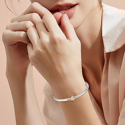 Annmors S925 Clip Spacer Safety Chain Stopper Charms for Pandora, Gift Mom Daughter Friend Sister Wife Grandma Girlfriend Fmaily On Christmas Mothers Valentines Halloween Graduation - color: F02-Gold Bee Stopper