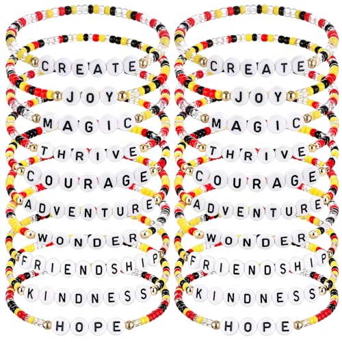 Liliaafar 20 Pcs Inspirational Friendship Bracelets Bulk Adjustable Motivational Beaded Bracelets for Back to School Teacher Gifts Classroom Party Favors - style: Cartoon Story Seed Bead