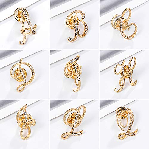 Initial Letter Brooch Pin Small Lapel Pin Tie Tack Name Personalized Gifts for Women Men Gold A-Z - style: V
