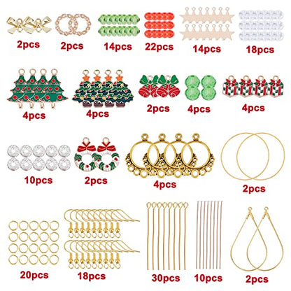 SUNNYCLUE 1 Box 8 Pairs Christmas Enamel Charms Christmas Tree Charms Earring Making Kit Jingle Bell Pendants for Jewelry Making Czech Faceted Glass Beads Chandelier Links for Earrings Adult - color: 5-diy-8 Pairs Christmas Enamel Earrings