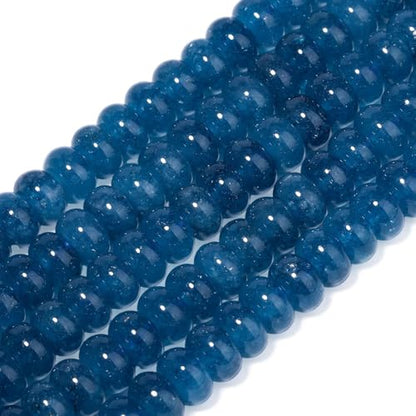 Songxi 5x8mm Natural Deep Blue Chalcedony Stone Rondelle Beads, 75PCS Spacer Round Loose Abacus Beads for Jewelry Making, Gemstone for Bracelet Necklace Earrings, Arts and Crafts - color: Deep Blue Chalcedony