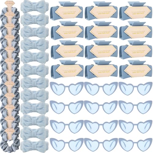 Bridesmaid Scrunchies Proposal Gifts Bachelorette Hair Claws Clips women heart sunglasses for Wedding Party Favors (Dusty Blue headband 48pcs) - color: Dusty Blue Headband 48pcs