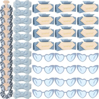 Bridesmaid Scrunchies Proposal Gifts Bachelorette Hair Claws Clips women heart sunglasses for Wedding Party Favors (Dusty Blue headband 48pcs) - color: Dusty Blue Headband 48pcs
