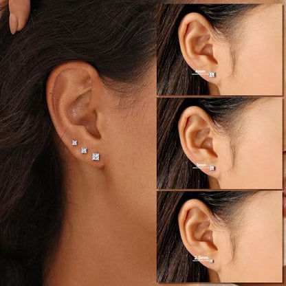 M MOOHAM Birthstone Stud Earrings, Hypoallergenic Dainty 14K Gold-Plated Stud Earrings Cubic Zirconia Cartilage Earring for Women Jewelry Gifts - color: Silver-04-April-Clear CZ