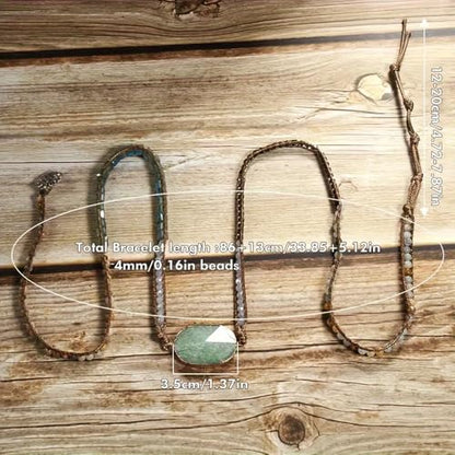 Handmade Boho Wrap Bracelets Natural Turquoise Crystal Stone Variety Beaded Strand Bracelet - color: Topaz