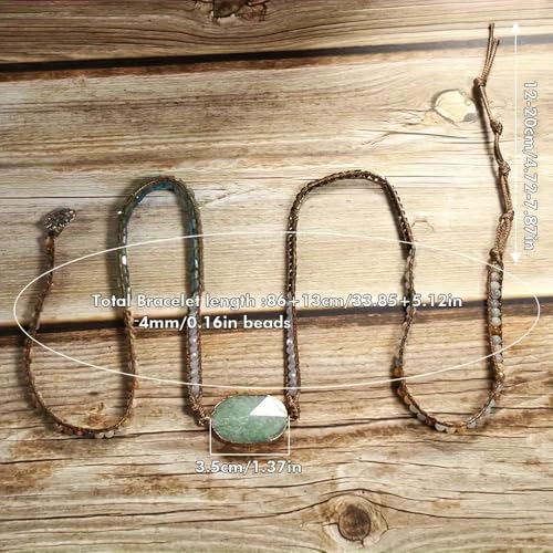 Handmade Boho Wrap Bracelets Natural Turquoise Crystal Stone Variety Beaded Strand Bracelet - color: Tiger Eye 2