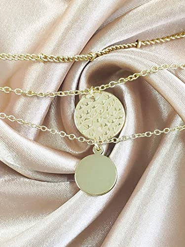 YANCHUN Layered Necklaces for Women Gold Necklace Stack Star Heart Choker Dainty Necklace Love Heart Chain Jewelry Gifts for Women - color: B:Gold Coin Necklace