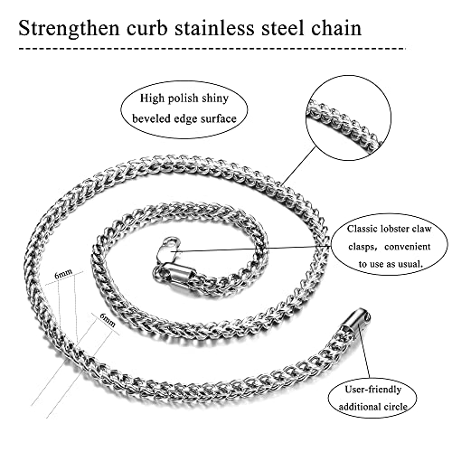 FIBO STEEL Stainless Steel Wheat Chain Necklace for Men Necklace Bracelet Jewelry Set 5mm in Width, 22" 8.5" - color: Silver-tone
