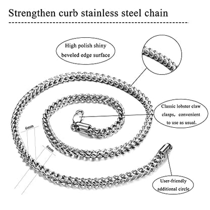 FIBO STEEL Stainless Steel Wheat Chain Necklace for Men Necklace Bracelet Jewelry Set 5mm in Width, 22" 8.5" - color: Silver-tone