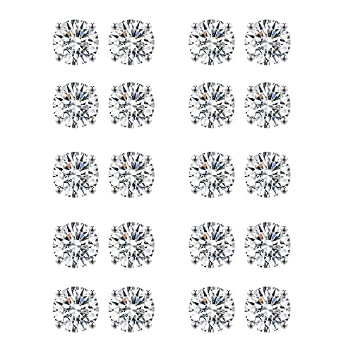 Tornito 10 Pairs Tiny Cartilage Stud Earrings Stainless Steel Small Round CZ Ball Barbell Stud Earrings Tragus Piercing Earring Set for Men Women Screw Flat Back 20G - style: A:10 Pairs,CZ