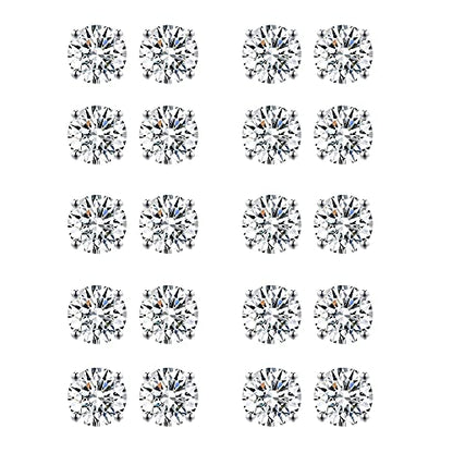 Tornito 10 Pairs Tiny Cartilage Stud Earrings Stainless Steel Small Round CZ Ball Barbell Stud Earrings Tragus Piercing Earring Set for Men Women Screw Flat Back 20G - style: A:10 Pairs,CZ