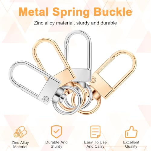 Lobster Claw Clasp 30 PCS Gold & Silver Keychain Hooks 360°Swivel Snap Hooks Metal Rotating Lanyard Hook Small Key Chain Rings for Jewelry Making Purse Bag Connector DIY Making Kit Accessories