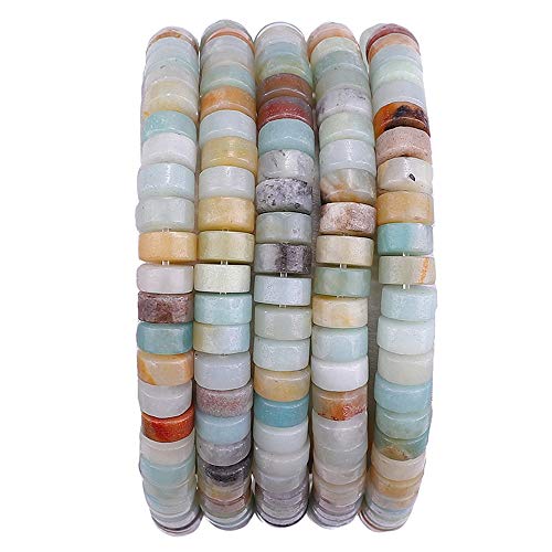 BEADIA Natural Amazonite Spacer Beads Caps Loose Semi Gemstone for Beading Jewelry Making 6mmx3mm 38cm - color: Amazonite, size: Round 6mm x 3mm