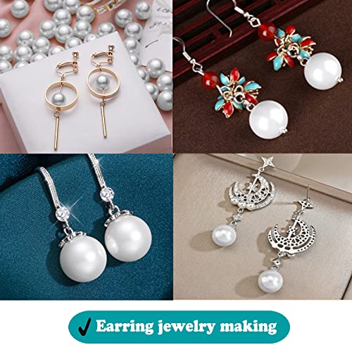 1200pcs Pearl Beads for Jewelry Making, 6mm Round Loose Pearls Beads with Hole, Bracelet Pearls for Crafts, White Pearls for Jewelry Making - size: 6mm