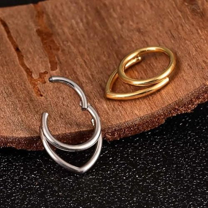 16G Septum Ring Hinged Septum Clicker Nose Ring Septum Piercing Jewelry - color: V-silver, size: 10mm