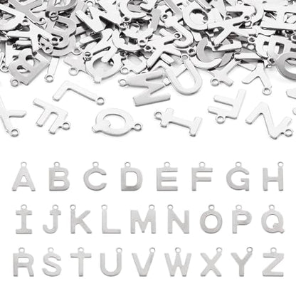 Craftdady Letter Charms Capital Pendants Mixed A-Z Initial Letter Number Charms DIY Bracelet Necklace Pendants for Jewelry Making, Gold, Antique Silver, Platinum - color: Stainless Steel Color