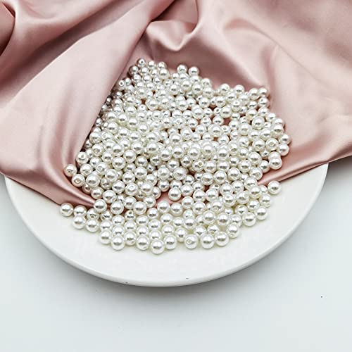 INSPIRELLE 1200pcs 8mm White Art Faux Pearl Beads ABS Round Loose Spacer | for DIY Craft Necklaces Bracelets Jewelry Making - color: White, size: 8mm