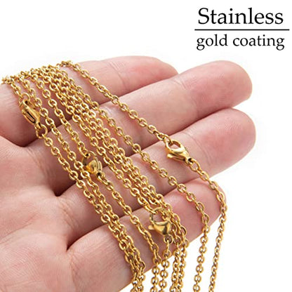 20 Pack Necklace Chains Gold Plated Stainless Steel Cable Chain Necklace Bulk for Jewelry Making, 18 Inches - size: 18 Inches