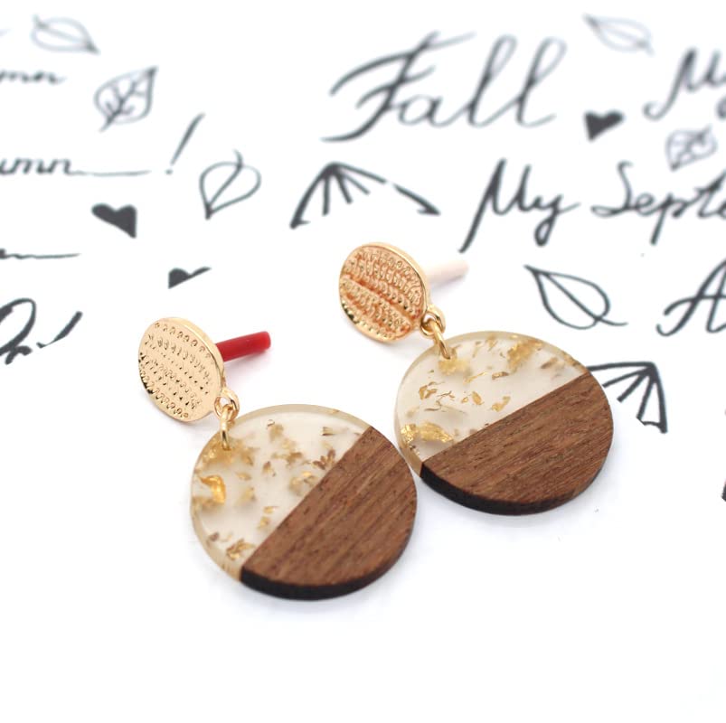 Retro Wooden Resin Geometric Bar Drop Dangle Earrings Layered Leopard for Women Polymer Clay Lightweight Statement Jewelry - style: 10