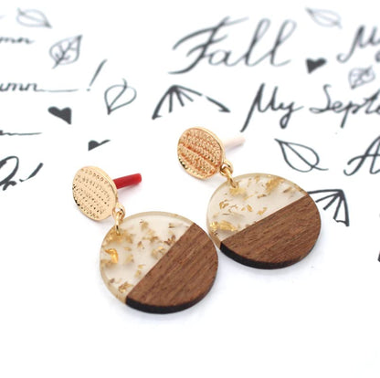 Retro Wooden Resin Geometric Bar Drop Dangle Earrings Layered Leopard for Women Polymer Clay Lightweight Statement Jewelry - style: 10