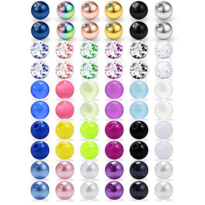 60-80PCS 316L Surgical Steel Replacement Balls Body Jewelry Piercing Barbell Parts 16G 14G Women Men - color: 60pcs 16G 5mm -- Mix Style