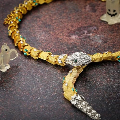 FANZE Snake Necklace for Women，Adjustable Punk Gold Snake Choker Necklace Halloween Gifts Party Multi-Purpose Jewelry - color: gold