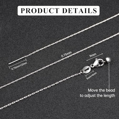 GTVOODX 10Pcs Adjustable Necklace Chains Silver Stainless Steel 0.75mm Rectangle Cable Chain Bulk with Lobster Clasps for DIY Jewelry Making - color: Sliver Rectangle Cable