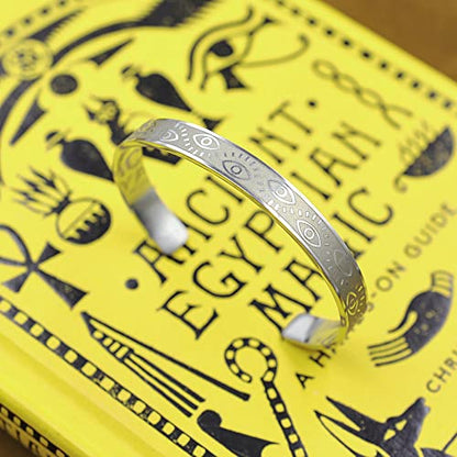 YWMAN Evil Eye Cuff Bracelet - Stainless Steel Devil’s Eye Protection Cuff Bangle - Turkey Talisman Amulet Jewelry for Women Men