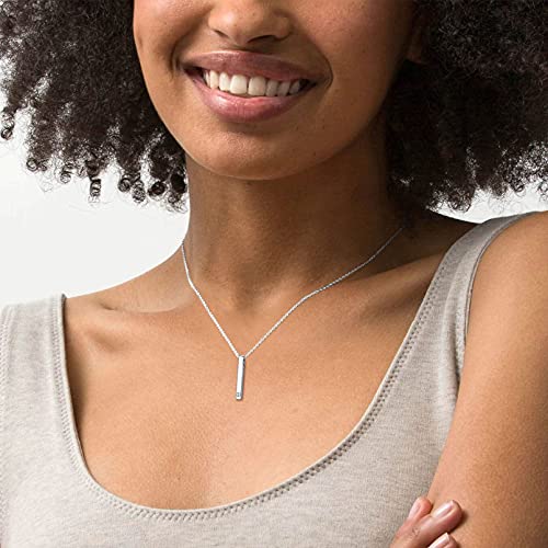 ChicSilver Customizable Vertical Bar Pendant Necklace 925 Sterling Silver Y Necklace Simple Fashion Jewelry Gifts for Women - style: D. 4mm Vertical Bar-Silver Birthstone Engraving
