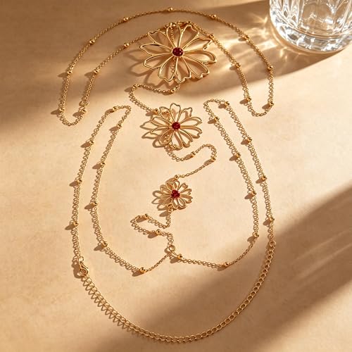 Back Body Chain for Women Boho Pearl Cross Flower Back Drop Necklace Adjustable Y-Shaped Lariat Back Jewelry - color: gold