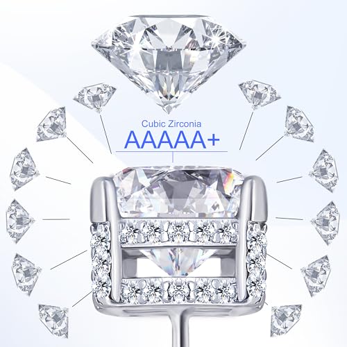Moissanite Earrings Studs 1ct-3ct for Women/Men, 925 Sterling Silver with 18K White Gold Plated Hypoallergenic Flat Screw Back Birthday Gifts for Women Girlfriend Wife Engagement Jewelry - color: Square#3Ct-(1.5ct*2)