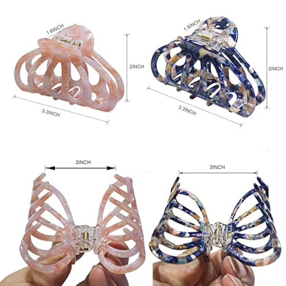 Fashion Acetate Hair Clips for Women Gilrs,2PCS Set,Marble Royalblue&Pink | Resin Medium Hair Claw Clip for Fine Thin Hair,Non Slip Grip Hair Jaw Clips,French Cellulose barrettes Hair Accessories gift - color: Royalblue&Pink