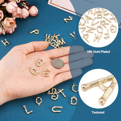 Craftdady Letter Charms Capital Pendants Mixed A-Z Initial Letter Number Charms DIY Bracelet Necklace Pendants for Jewelry Making, Gold, Antique Silver, Platinum - color: 18K Gold A