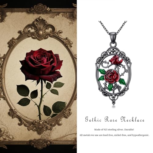 Sterling Silver Halloween Necklace Gothic Jewelry Gifts for Women Men - style: Cameo-Rose