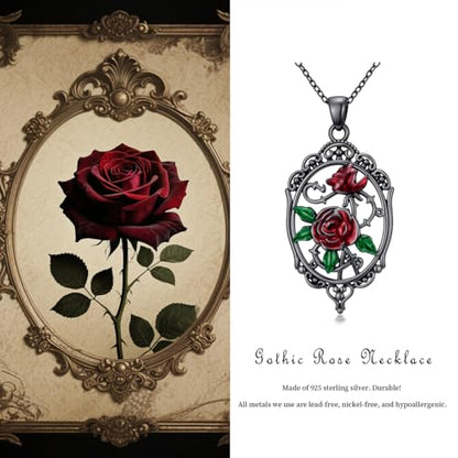Sterling Silver Halloween Necklace Gothic Jewelry Gifts for Women Men - style: Cameo-Rose