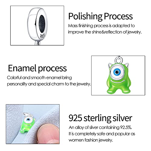 Pandach 925 Sterling Silver Charms for Bracelet&Necklace Dangle Pendant Bead with 5A Cubic Zirconia Stones,Jewelry Beads Gifts for Women - style: Big Eyed Monster Charm