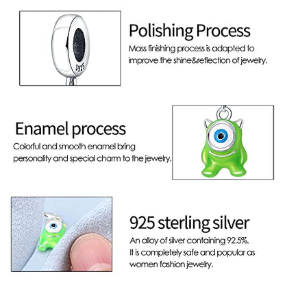 Pandach 925 Sterling Silver Charms for Bracelet&Necklace Dangle Pendant Bead with 5A Cubic Zirconia Stones,Jewelry Beads Gifts for Women - style: Big Eyed Monster Charm