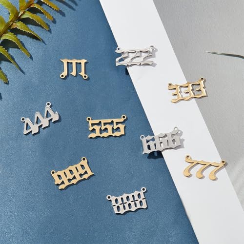 UNICRAFTALE 2 Colors Number 1~9 Pendants Stainless Steel Linking Charms Lucky Number Sports Charm Angel Number Necklace 999 Pendants Numerology Jewelry Birthday Gift11.5~12mm long